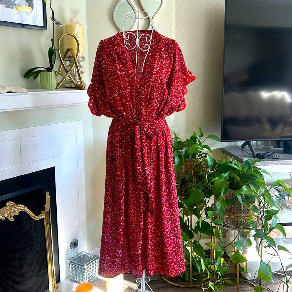 Max Studio Floral Red Dress